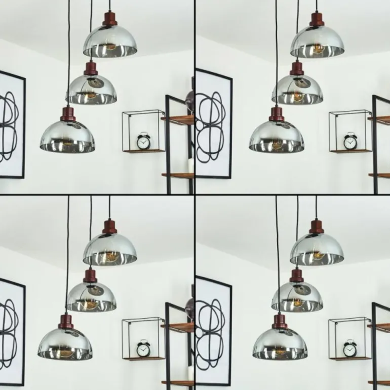 Suspension Aannestad Bois foncé, Noir, 3 lumières