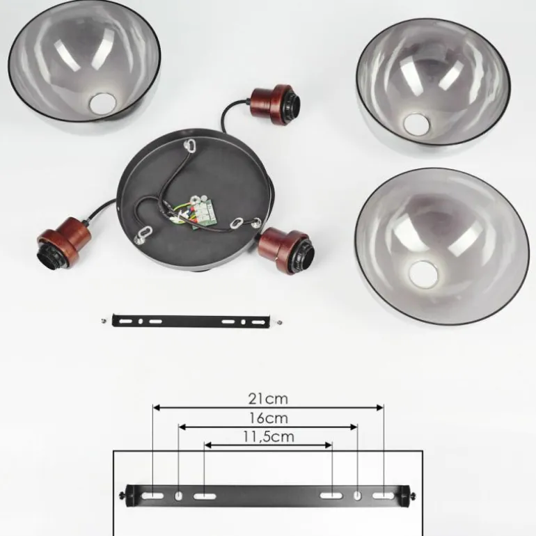 Suspension Aannestad Bois foncé, Noir, 3 lumières