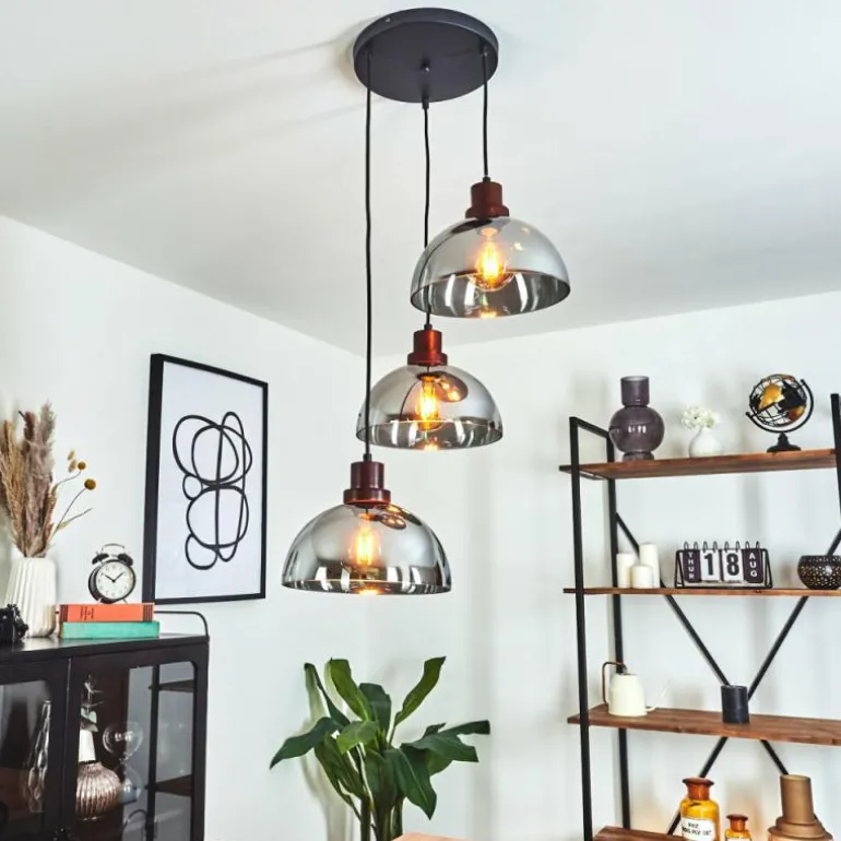 Suspension Aannestad Bois foncé, Noir, 3 lumières