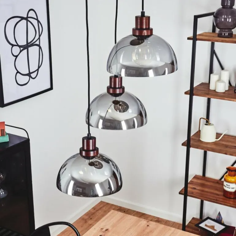 Suspension Aannestad Bois foncé, Noir, 3 lumières