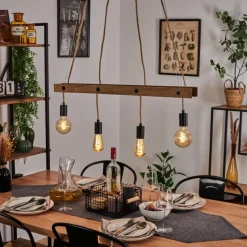 Suspension Aarhus Bois foncé, Noir, 4 lumières