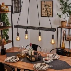 Suspension Aarhus Bois foncé, Noir, 4 lumières