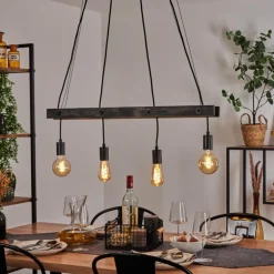 Suspension Aarhus Bois foncé, Noir, 4 lumières