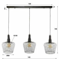 Suspension Accent Cuivre, 3 lumières