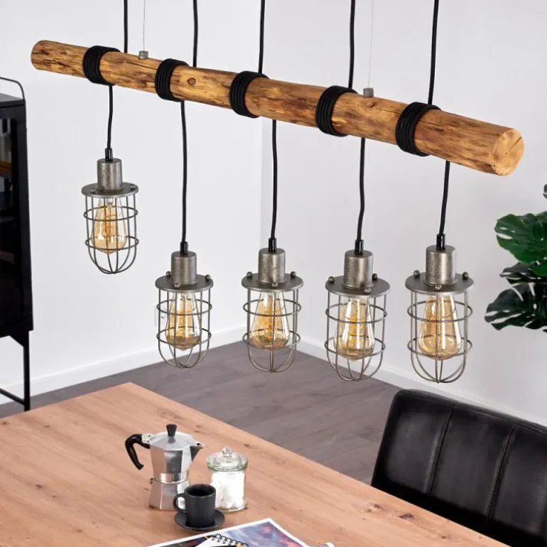 Suspension Adama Bois foncé, Noir, 5 lumières