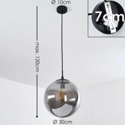 Suspension Agropoli Fumée, Noir, 1 lumière