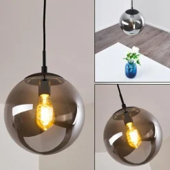 Suspension Agropoli Fumée, Noir, 1 lumière