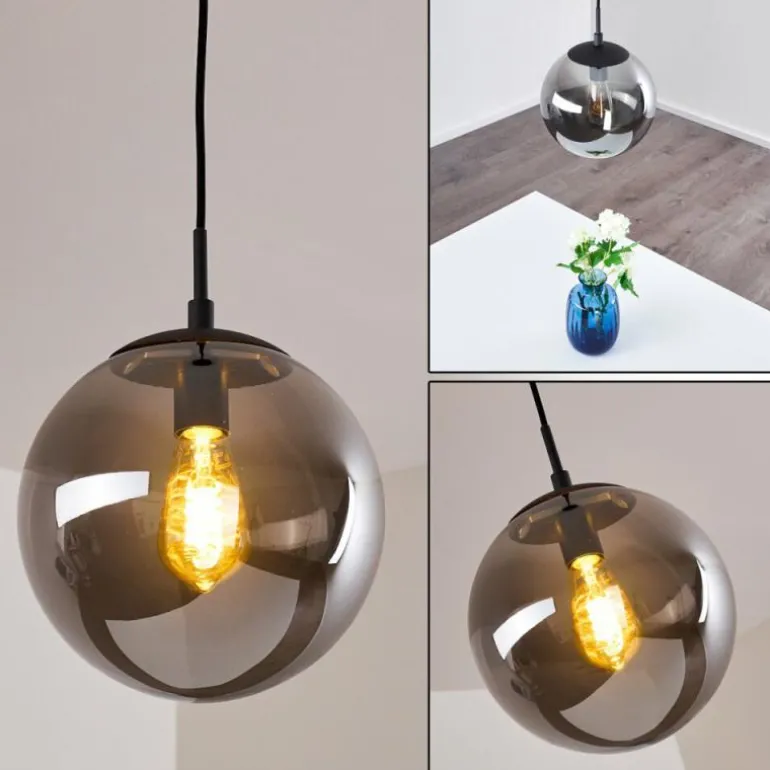 Suspension Agropoli Fumée, Noir, 1 lumière