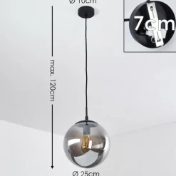 Suspension Agropoli Fumée, Noir, 1 lumière