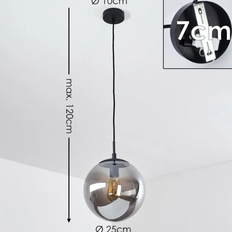 Suspension Agropoli Fumée, Noir, 1 lumière