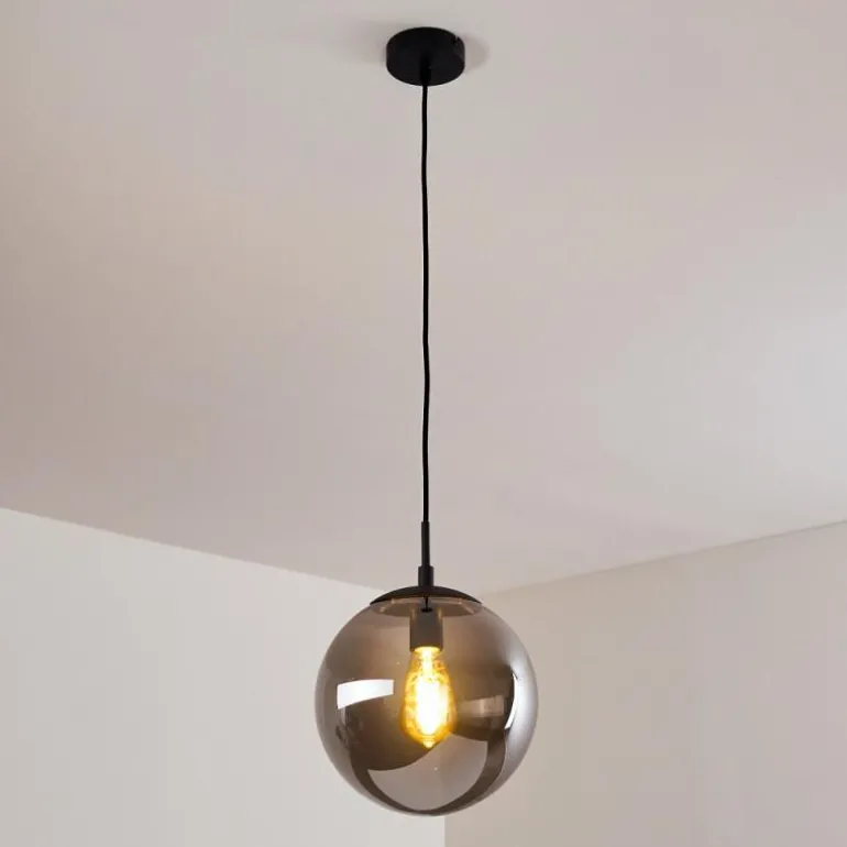 Suspension Agropoli Fumée, Noir, 1 lumière