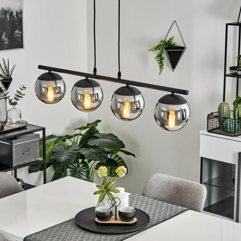 Suspension Agropoli Noir, 4 lumières