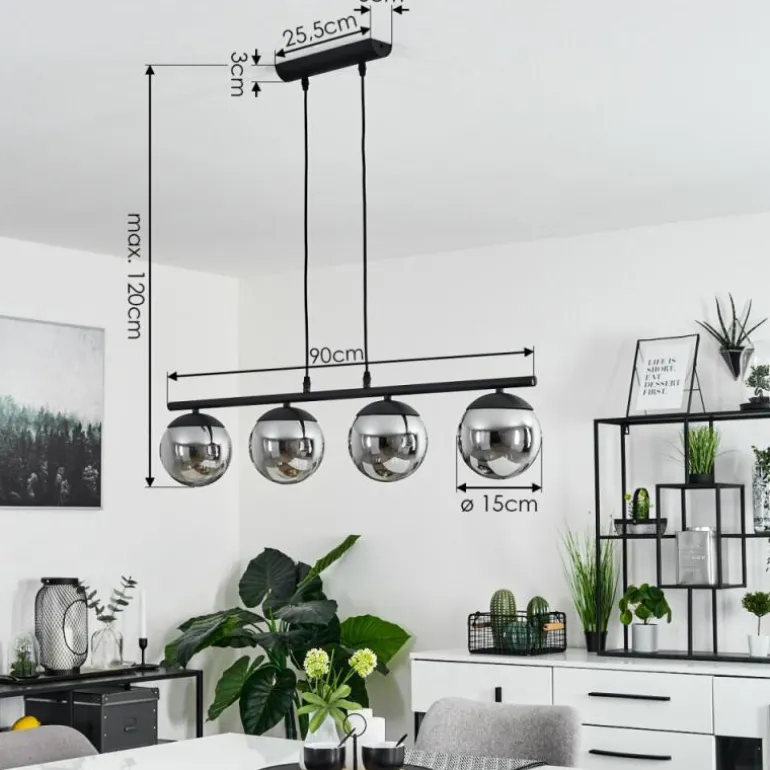 Suspension Agropoli Noir, 4 lumières