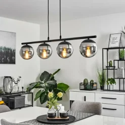 Suspension Agropoli Noir, 4 lumières