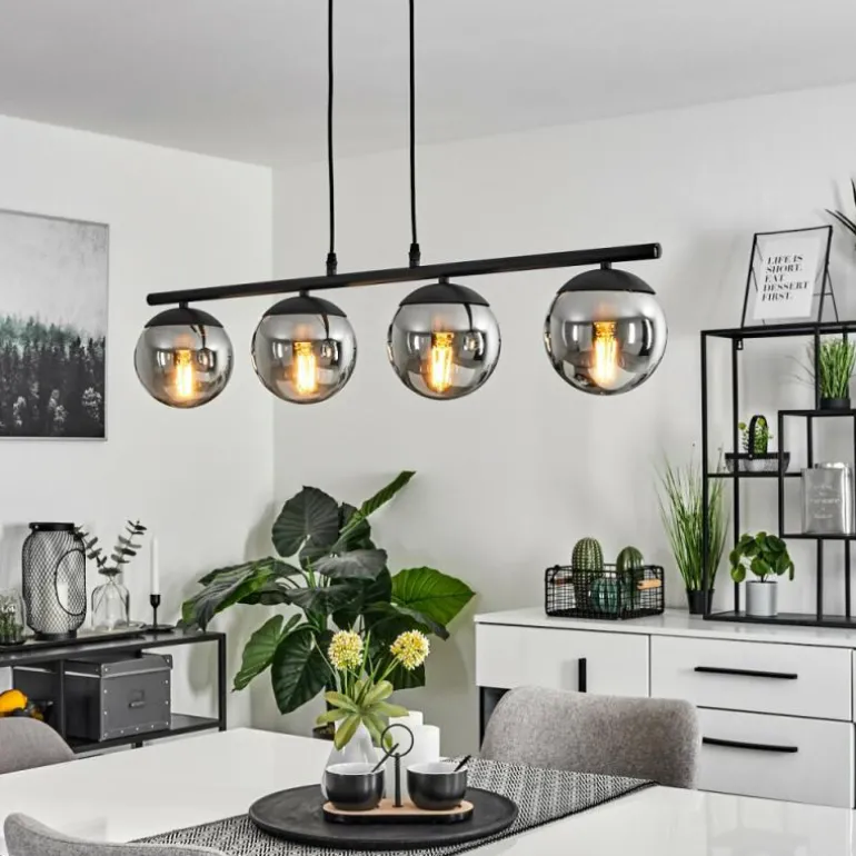 Suspension Agropoli Noir, 4 lumières