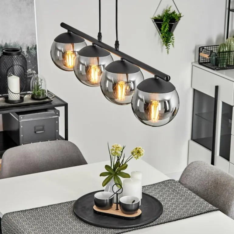 Suspension Agropoli Noir, 4 lumières