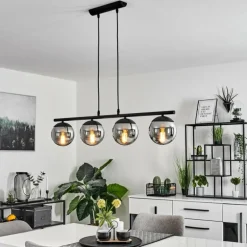 Suspension Agropoli Noir, 4 lumières