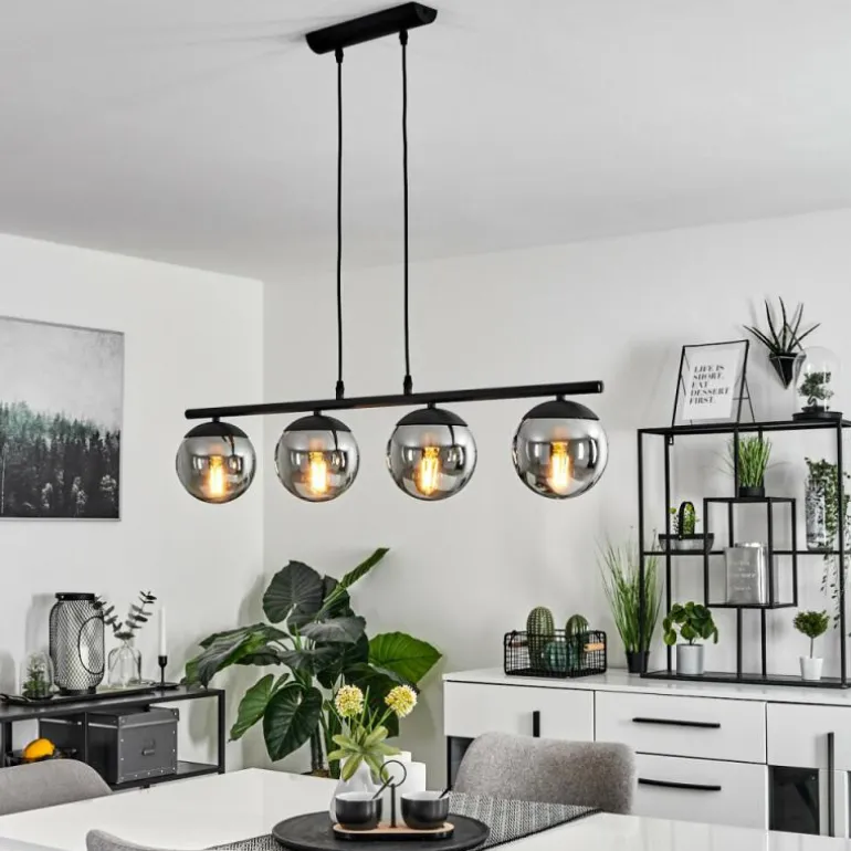 Suspension Agropoli Noir, 4 lumières