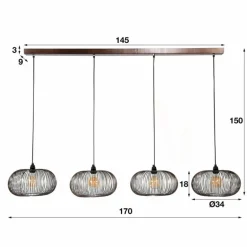 Suspension Agueda, 4 lumières