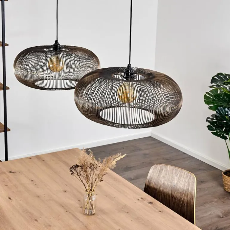 Suspension Agueda Noir, 2 lumières