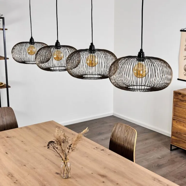 Suspension Agueda Noir, 4 lumières