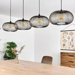 Suspension Agueda Noir, 4 lumières