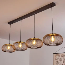 Suspension Agueda Noir, 4 lumières