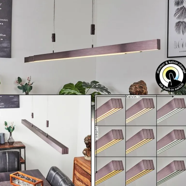 Suspension Airolo LED Brun, 3 lumières