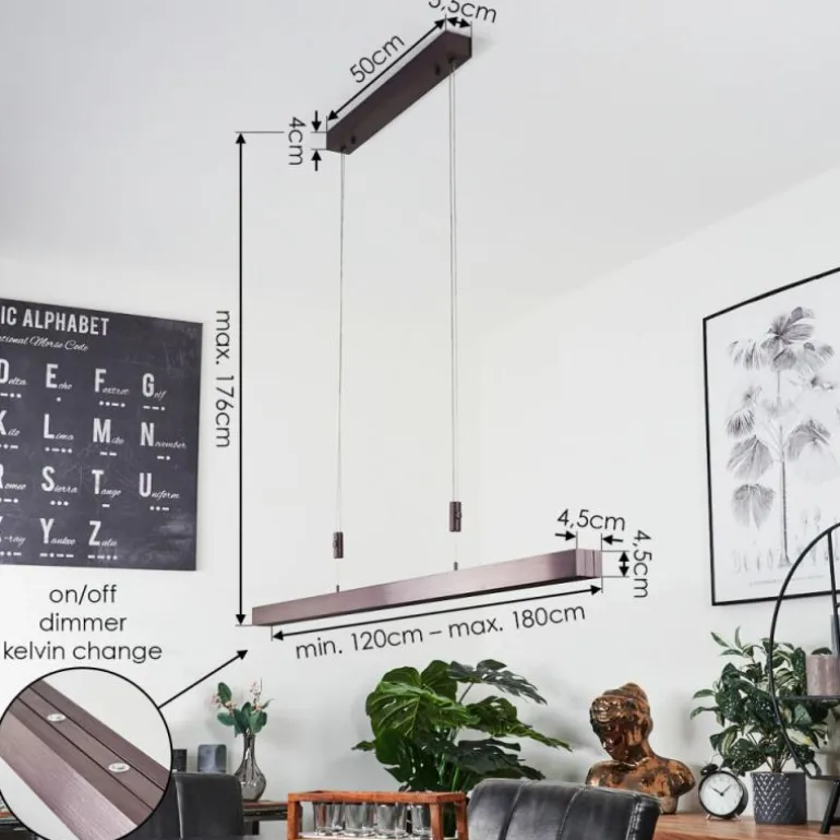 Suspension Airolo LED Brun, 3 lumières