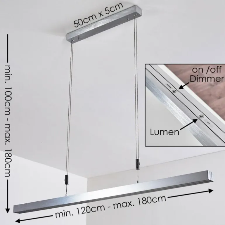 Suspension Airolo LED Chrome, Nickel mat, 3 lumières