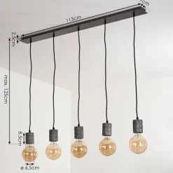 Suspension Ajaccio Argent Oxydé, 5 lumières