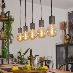 Suspension Ajaccio Argent Oxydé, 5 lumières