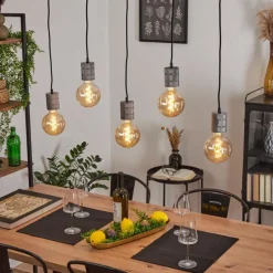 Suspension Ajaccio Argent Oxydé, 5 lumières