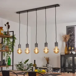 Suspension Ajaccio Argent Oxydé, 5 lumières