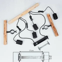 Suspension Ajaccio Bois clair, Noir, 4 lumières