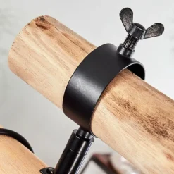 Suspension Ajaccio Bois clair, Noir, 4 lumières