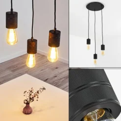 Suspension Ajaccio Noir, 3 lumières