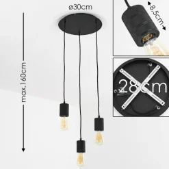 Suspension Ajaccio Noir, 3 lumières