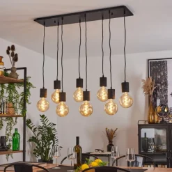 Suspension Ajaccio Noir, 8 lumières