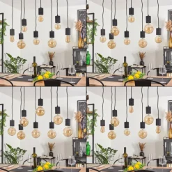 Suspension Ajaccio Noir, 8 lumières