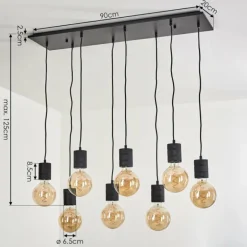 Suspension Ajaccio Noir, 8 lumières