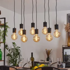 Suspension Ajaccio Noir, 8 lumières