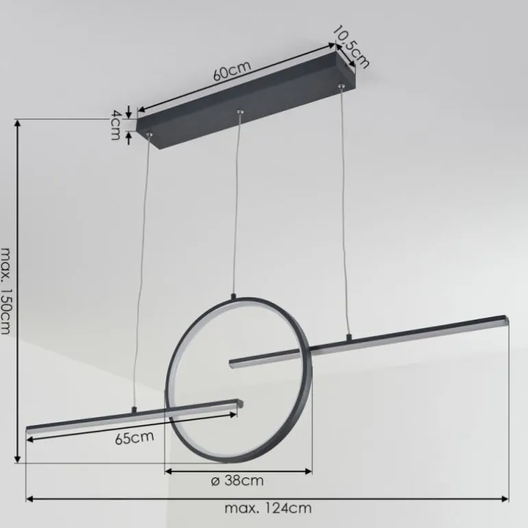 Suspension Alelua LED Gris, 1 lumière, Télécommandes