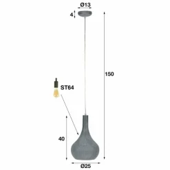 Suspension Alenhoven Gris, 1 lumière