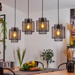 Suspension Amsoldingen Noir, 4 lumières