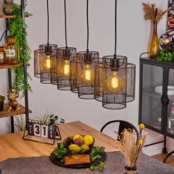 Suspension Amsoldingen Noir, 4 lumières