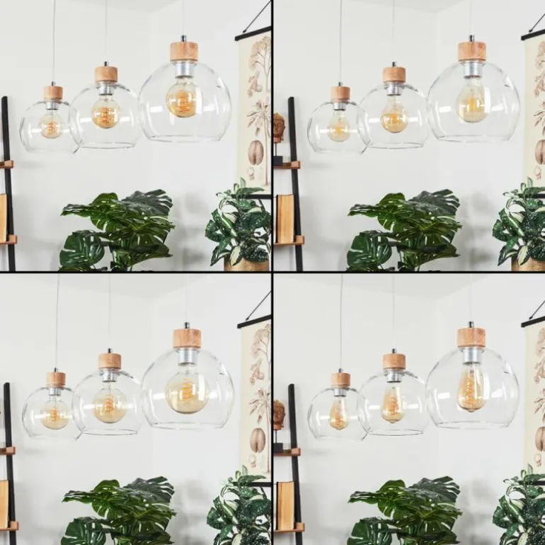 Suspension Andeer Chrome, Écru, 3 lumières