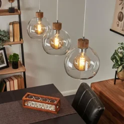 Suspension Andeer Chrome, Écru, 3 lumières