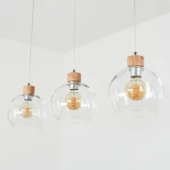 Suspension Andeer Chrome, Écru, 3 lumières