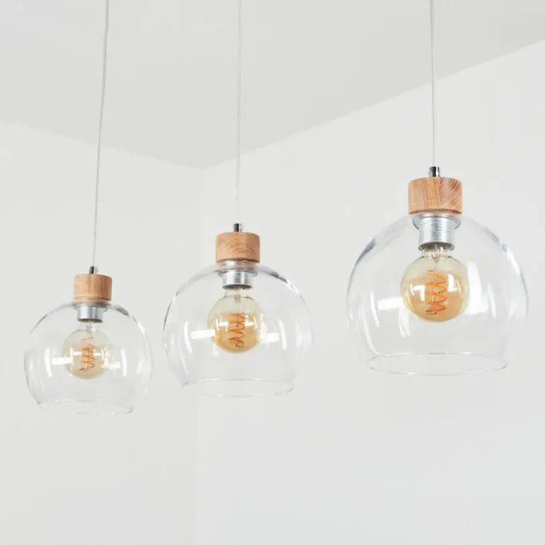 Suspension Andeer Chrome, Écru, 3 lumières